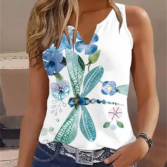 Sleeveless V-neck Vest 3D Digital Printing European And American