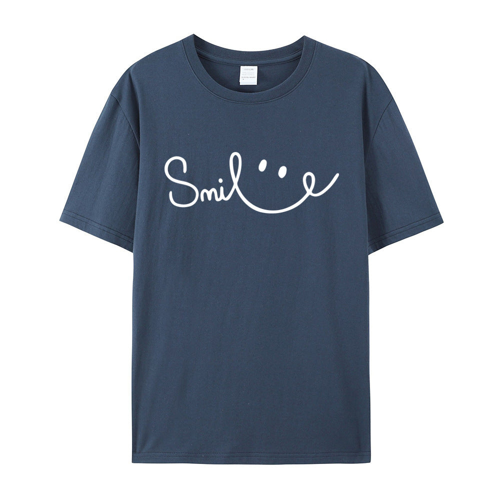 Women's Smiling Printed Cotton Short Sleeve