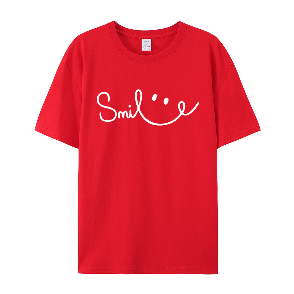 Women's Smiling Printed Cotton Short Sleeve