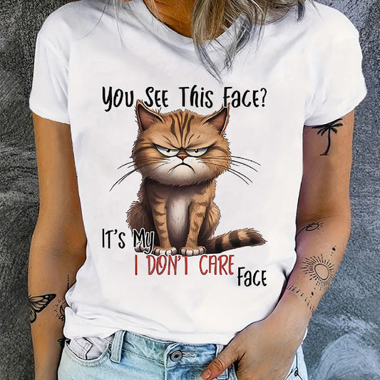 Cute Cat Women's T-shirt-funny And Fashion Short Sleeve