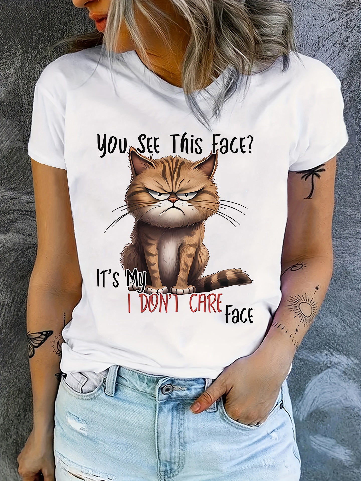 Cute Cat Women's T-shirt-funny And Fashion Short Sleeve